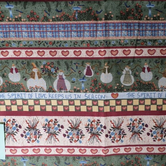 Cotton Quilt Fabric By the Yard Snowman Craft Material Christmas stripe #410 - Picture 1 of 3